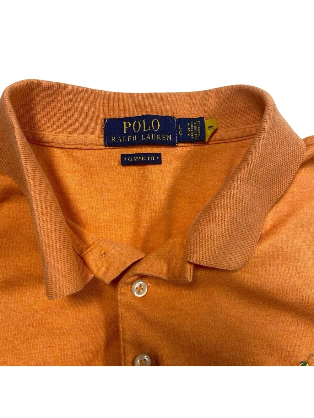 Polo Ralph Lauren Men's Short Sleeve Orange Polo Shirt Size Large with Pony Logo